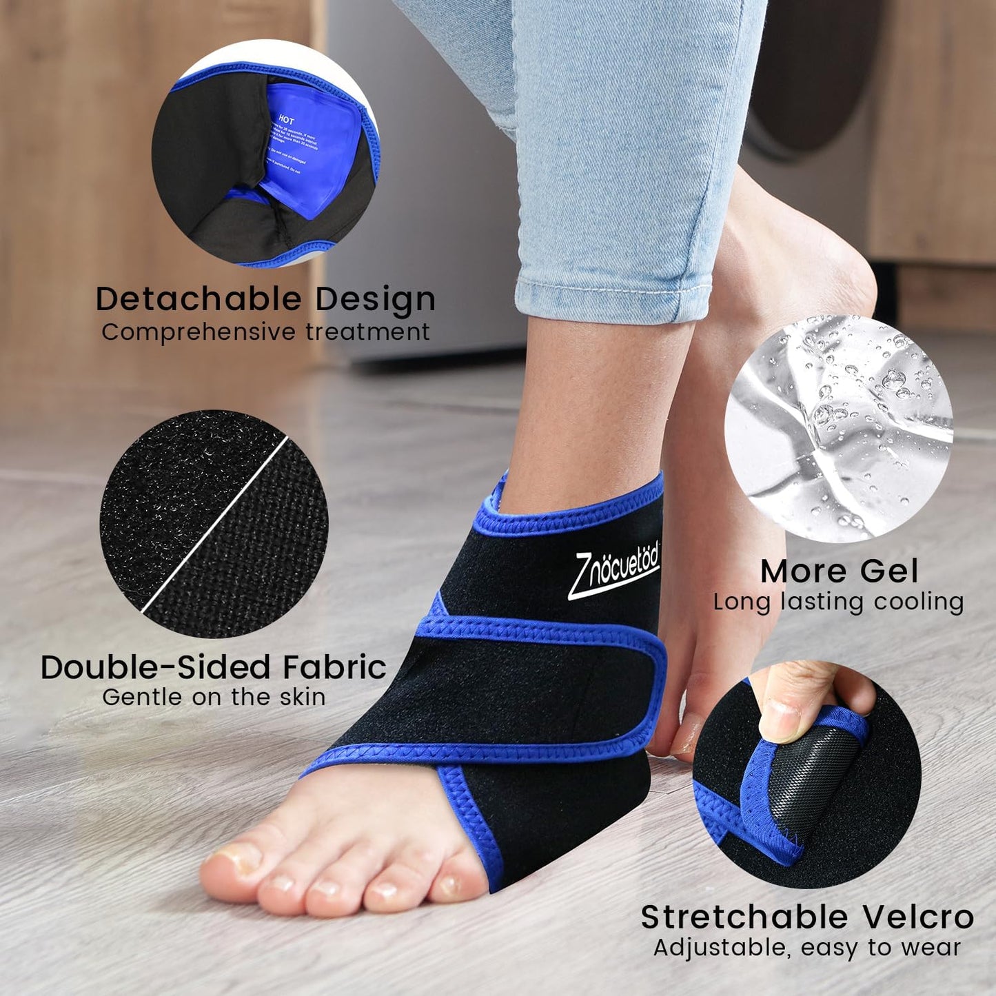 Ankle Ice Pack Wrap Reusable Gel Cold Compression for Foot Discomfort