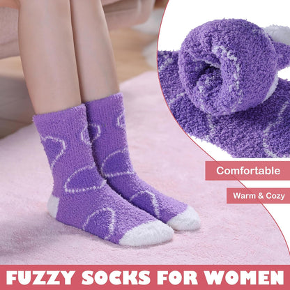 LINEMIN Womens Fuzzy Socks Cozy Fluffy Winter Warm Slipper Socks Microfiber Soft Home Sleeping Socks