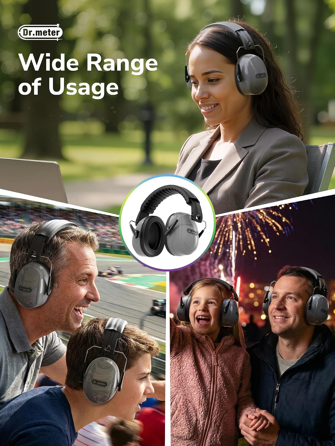 Dr.meter Ear Protection Ear Muffs, Noise Cancelling Headphones for Adults Kids 31dB Earmuffs for Noise Reduction, Hearing Protection for Shooting Gun Range, Mowing, Monster Jam, Sensory, Fireworks