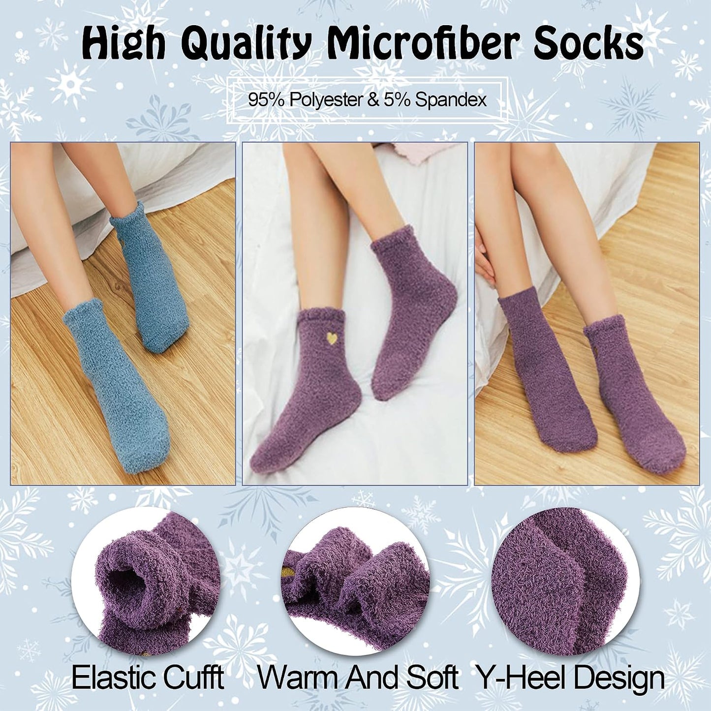 LANLEO 5/6 Pairs Womens Super Soft Fuzzy Plush Warm Winter Home Sleeping Slipper Socks