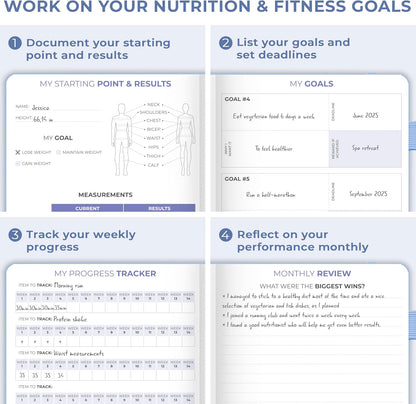 Clever Fox Fitness & Food Journal – Nutrition & Workout Planner for Women & Men – Diet & Gym Exercise Log Book with Calendars, Diet & Training Trackers - Undated, A5 Size, Hardcover (Forest Green)