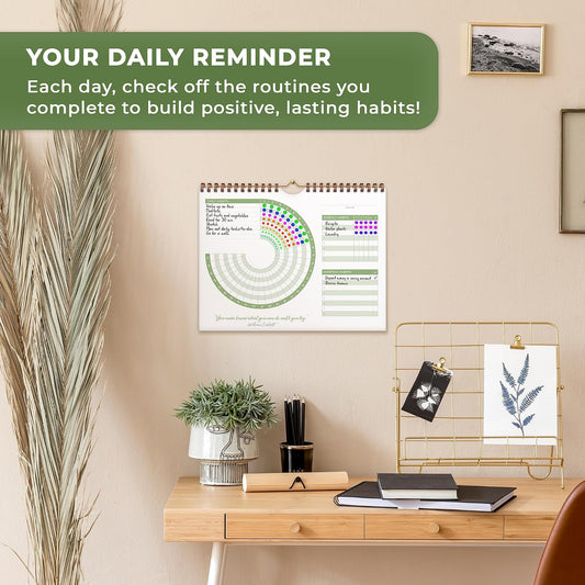 Clever Fox Habit Calendar Circle – 24-Month Inspirational Daily Habit Tracker with Colorful Pages – Routine & Goal Planner Journal (Black)