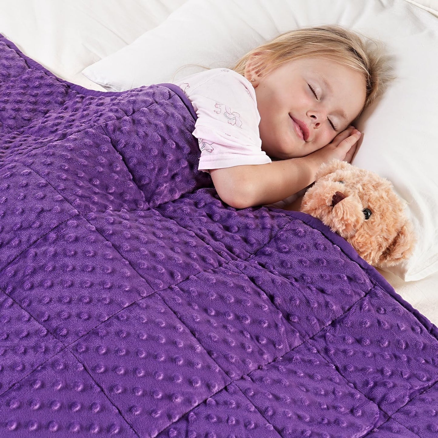 Kivik 2 lbs Weighted Lap Pad, Ultra Soft Minky Dotted Heavy Blankets Throw for Better Study Relaxing & Sleeping, Machine Washable, 20 x 30 Inches, Purple