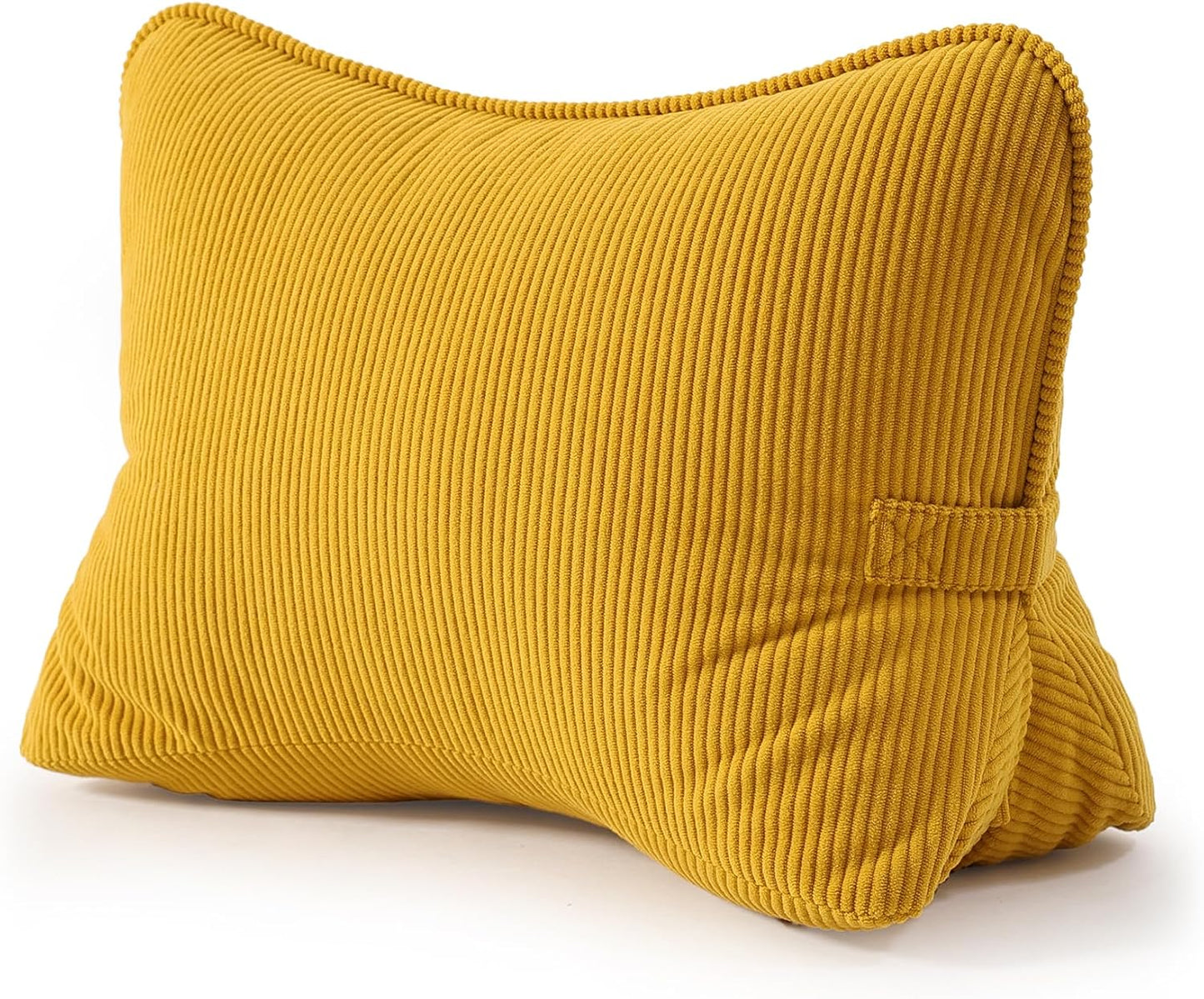 Pat. Pend. Corduroy Lumbar Support Back Pillow for Watching TV, Reading & Gaming, Ergonomic Triangle Support Cushion for Sofa, Armchair & Bed Sitting, Removable Washable Cover, Beige Gray