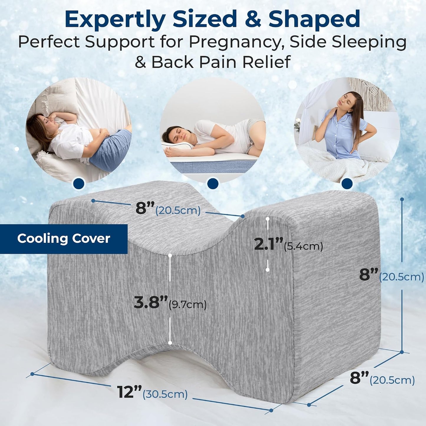 5 STARS UNITED Knee Pillow for Side Sleepers - Hip Pain Relief, Memory Foam Leg Cushion for Side Sleeping - Between Legs Pillow for Sciatica & Lower Back Pain, White