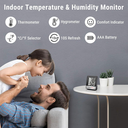 TempPro TP49 Digital Hygrometer Indoor Thermometer Humidity Meter Room Thermometer with Temperature and Humidity Monitor Mini Hygrometer Outdoor Thermometer (Previously ThermoPro)