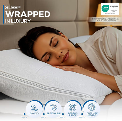 Utopia Bedding Set of 4 Waterproof Pillow Protectors with Zipper Standard Size, Terry Pillow Covers, Bed Bug and Dust Mite Proof Pillow Cases