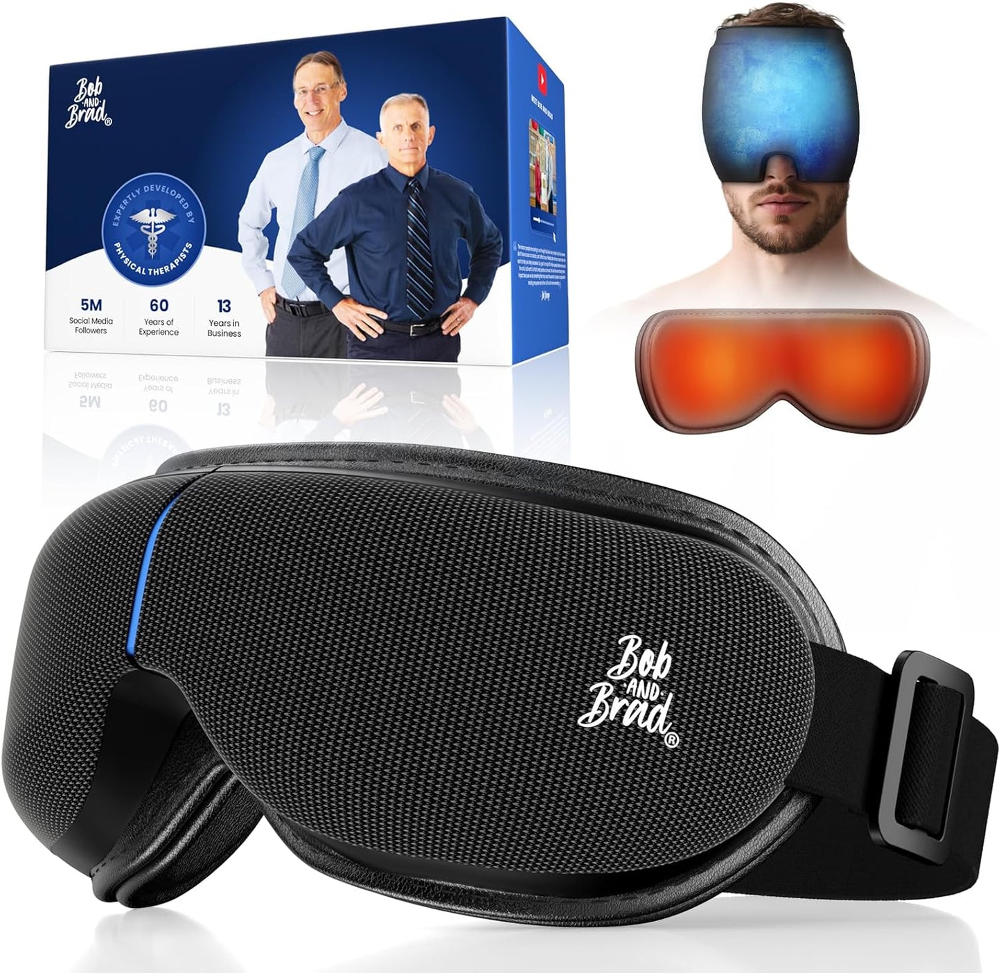 BOB AND BRAD Eye Massager with Heat and Cooling, FSA Eligible HSA Birthday Gifts for Women Men, EyeOasis 3 Elite Eye Massager for Migraine, Heated Eye Mask for Dry Eye Head Tension and Stress Relief