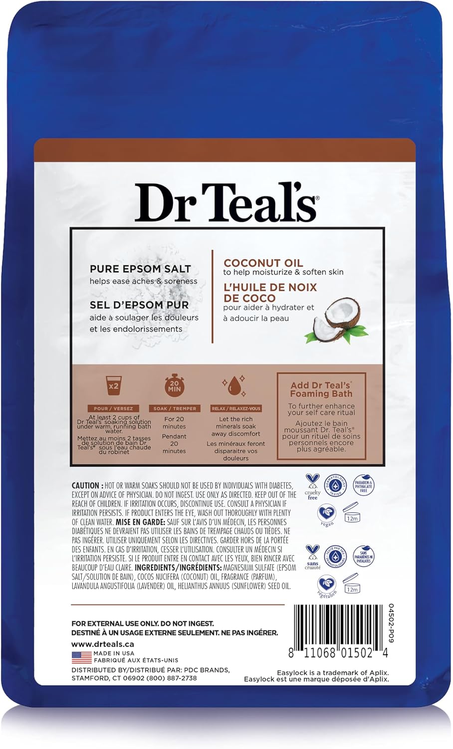 Dr Teal's Epsom Salt Magnesium Soak, Nourish & Protect with Coconut Oil, 3 lbs