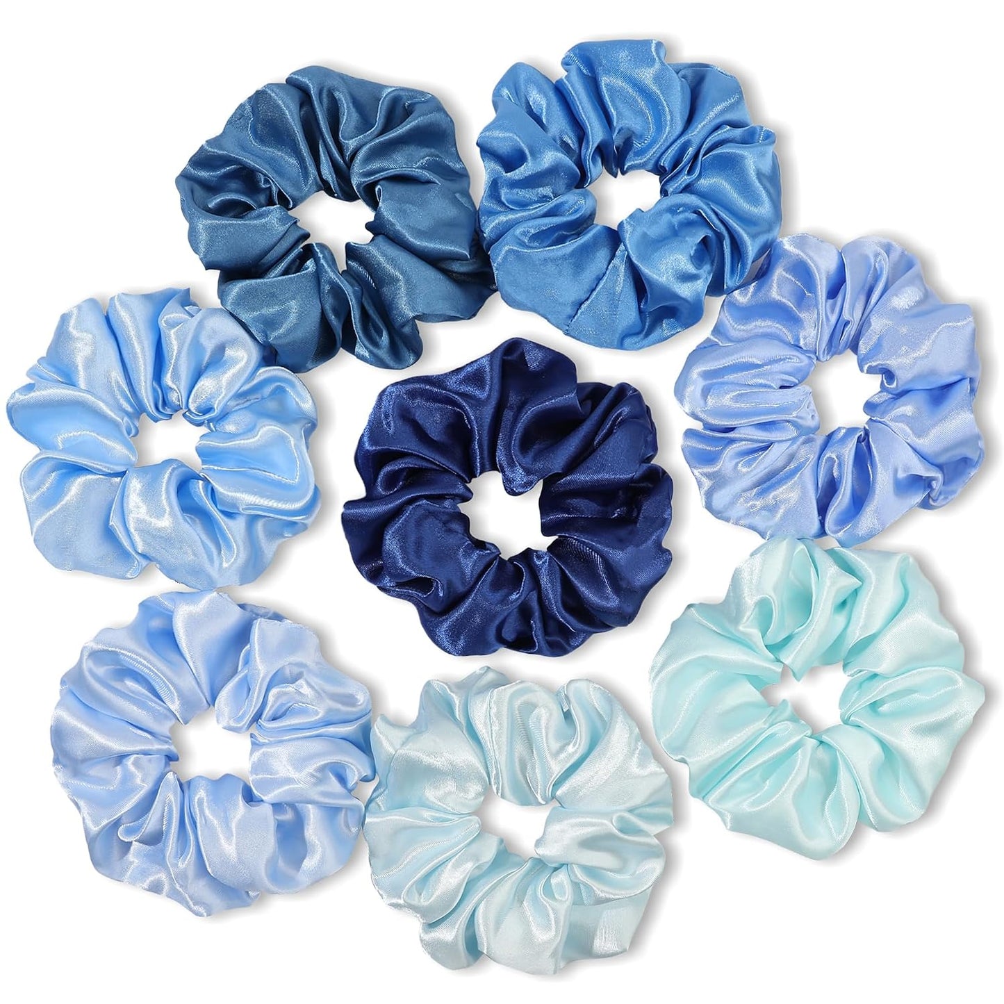 16 Pcs Scrunchies for Women - Black Satin Silk Scrunchies for Girls Hair Ties Elastics Bands Ponytail Holder Hair Accessories