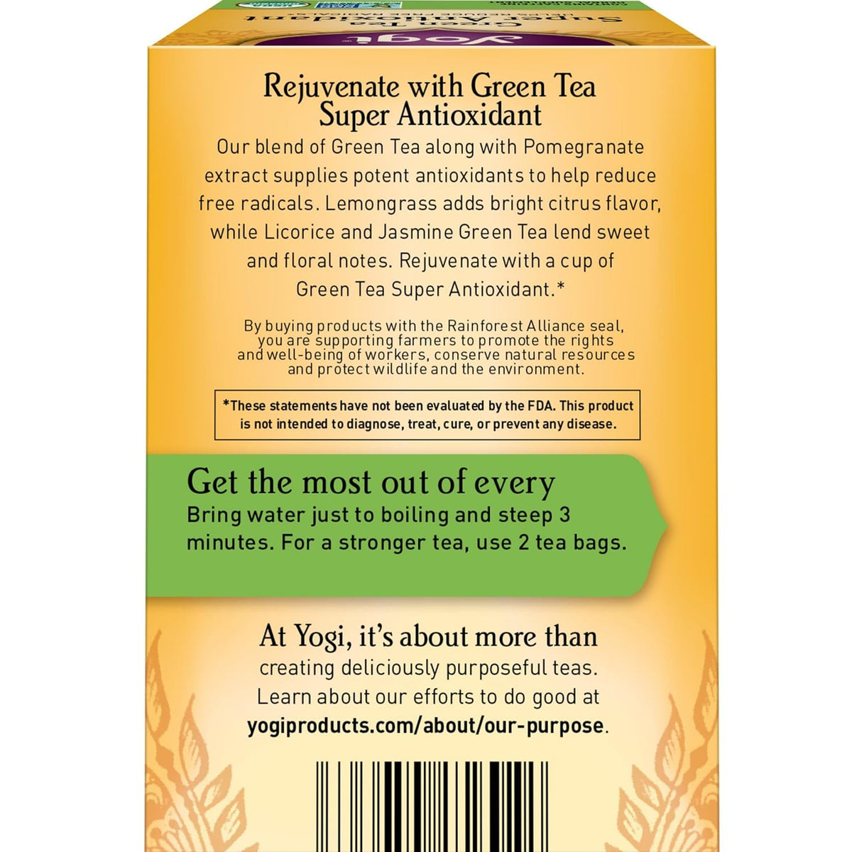 Yogi Green Tea Super Antioxidant, 16 Tea Bags (6 Pack)