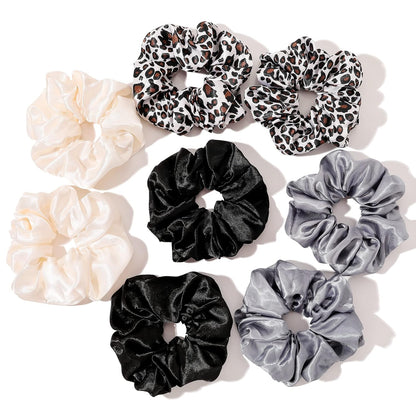 16 Pcs Scrunchies for Women - Black Satin Silk Scrunchies for Girls Hair Ties Elastics Bands Ponytail Holder Hair Accessories