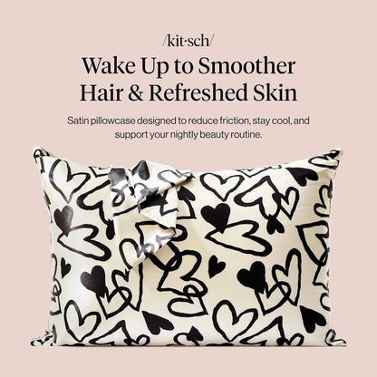 Kitsch Satin Pillowcase with Zipper for Hair & Skin - Softer Than Silk Pillow Cases, Smooth Cooling Satin Pillow Case, Wrinkle-Free, Machine Washable - Pillow Cases Standard Size (19x26) - Blush