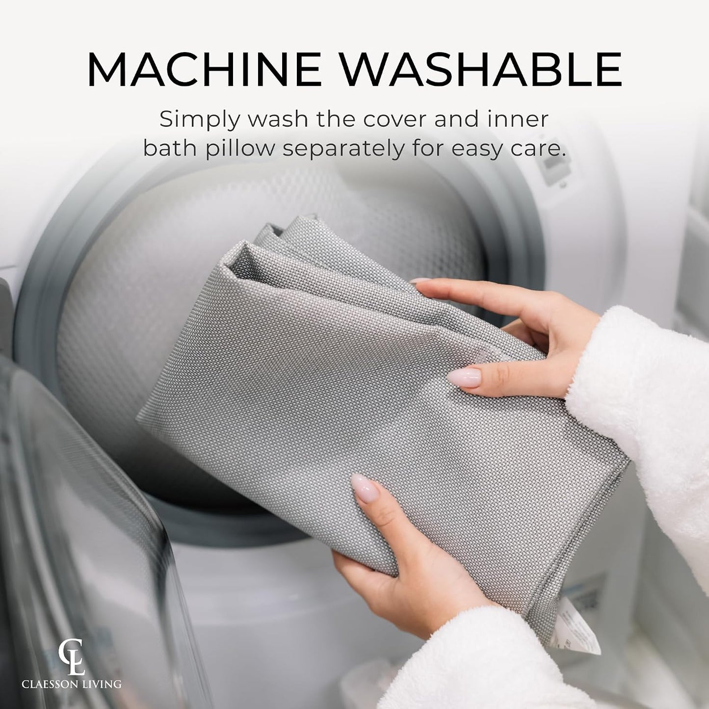 Luxury Bath Pillow for Tub - Thick and Comfortable Bathtub Pillow Support for Head and Neck and Back - Washable Quick-Drying Bath Pillows - Bath Cushion for Home Spa - Fits Any Bathtub - Light Gray