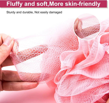 MTDLYICE Loofah Sponge XXL-100g 4 Pack, Bath Sponge Soft Mesh Shower Puff Loofah for Men, Exfoliating Body Scrubber for Women, Shower Accessories (Black)