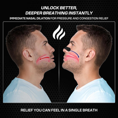 Performance Nose Strips for Breathing (60 Count) - Oil & Sweat Proof Adhesive - Athletic Nasal Strips for Snoring & Sleeping - Black, Wide, Universal Fit, Extra Strength Snoring Solution for Sleep