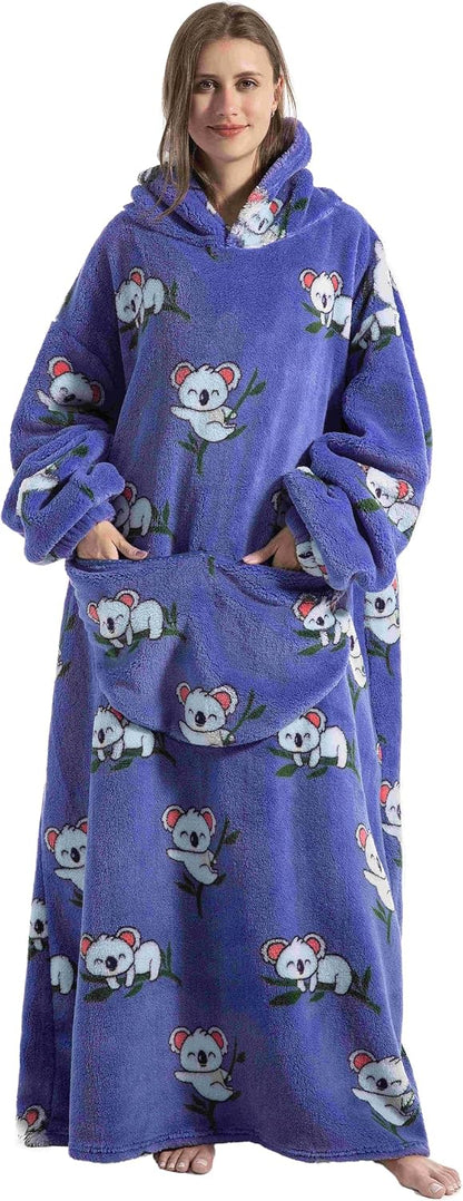 Capecage Blanket Hoodie, Long Hooded Blanket Sweatshirt as Birthday Gifts for Women Men, Long Wearable Blanket for Women Men.