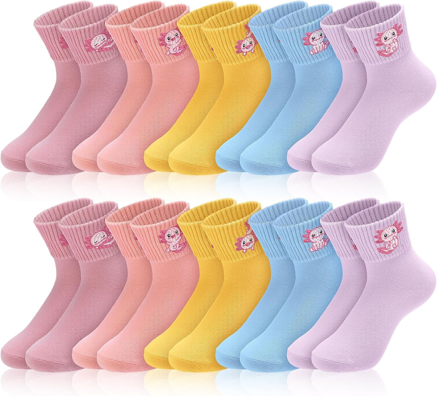 Eurzom 10 Pairs Socks Womens Crew Elastic Ankle Length Cotton Socks Aesthetic Cute Lightweight Low Cut Gifts for Women - Colors A