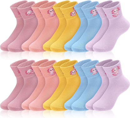 Eurzom 10 Pairs Socks Womens Crew Elastic Ankle Length Cotton Socks Aesthetic Cute Lightweight Low Cut Gifts for Women - Colors A