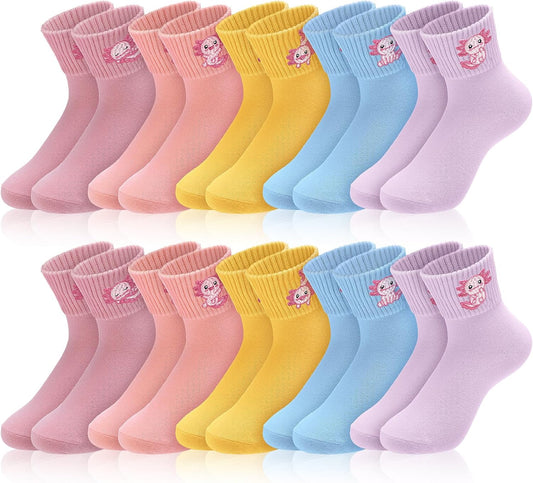 Eurzom 10 Pairs Socks Womens Crew Elastic Ankle Length Cotton Socks Aesthetic Cute Lightweight Low Cut Gifts for Women - Colors A