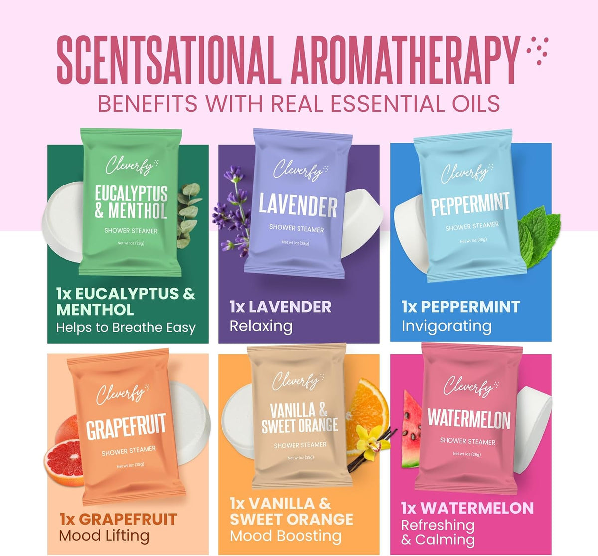 Cleverfy Shower Steamers Aromatherapy Gifts for Women and Men, 18 Tablets