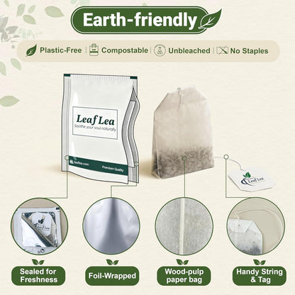 LeafLea Premium Lemongrass Herbal Tea Bags, Digestion Support, 80 Count