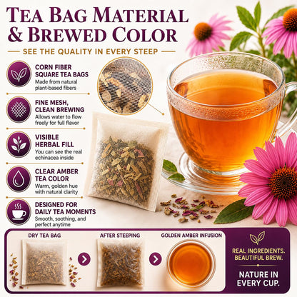 WOTIHA Echinacea Tea Bags, 60 Count, Pure Herbal Infusion, Caffeine Free