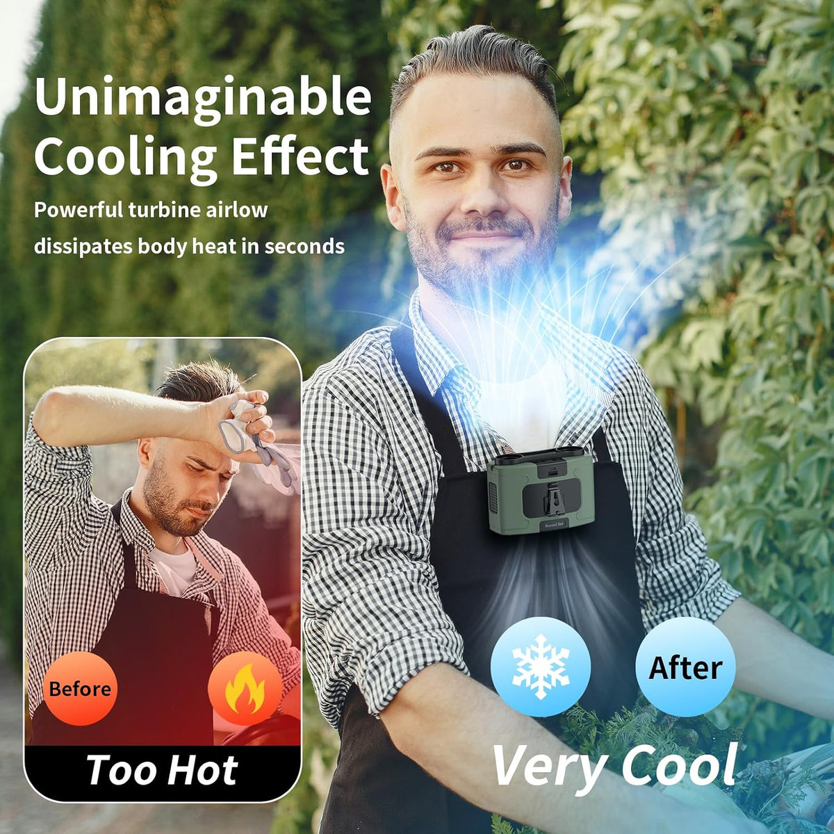 Socool 10000mAh Portable Waist Fan Clip on Wearable Belt Personal Fans Rechargeable Battery Operated, 20H Cooling with 10 Speeds & Dual Motors,Neck Hanging Hands-Free for Outdoor Travel Power Bank