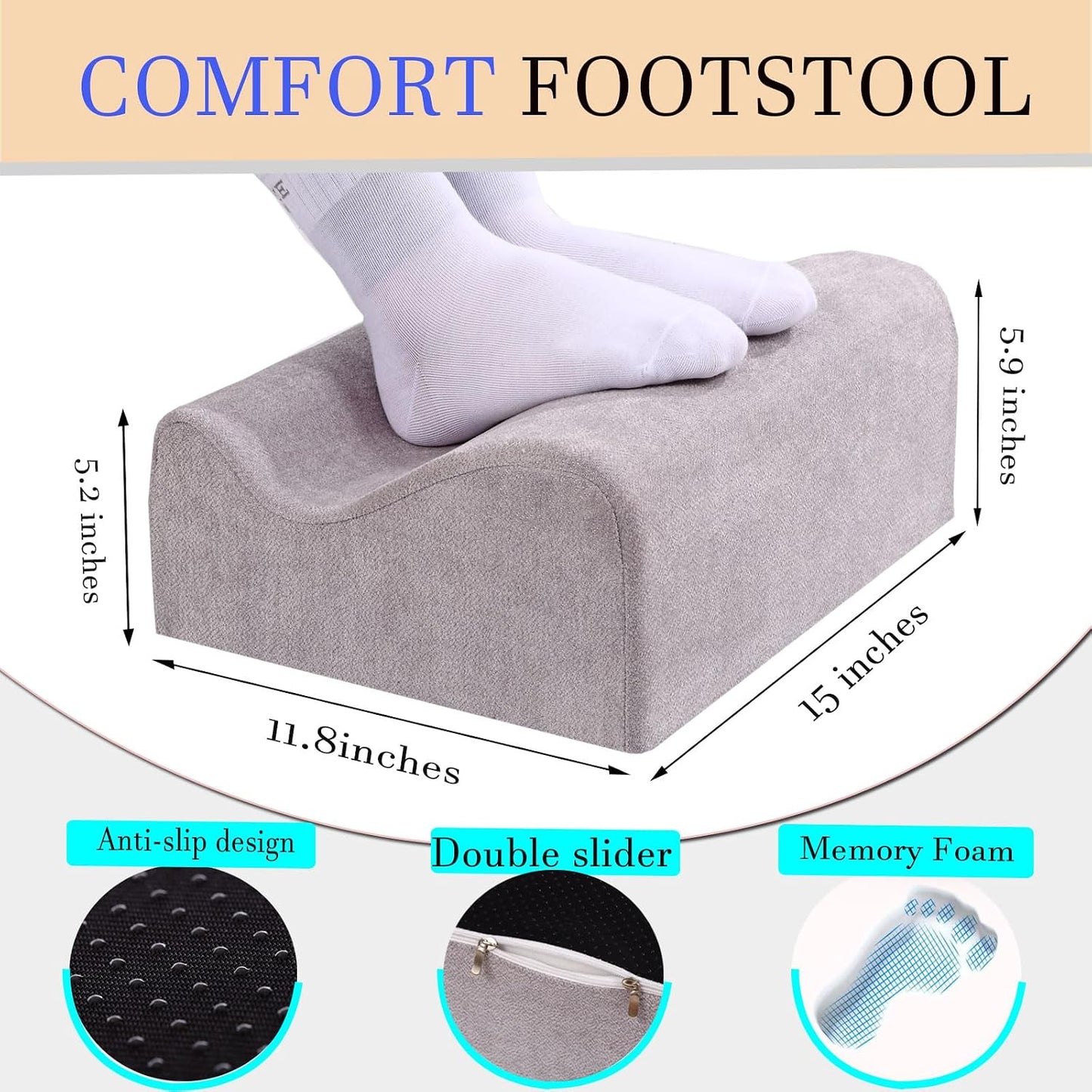 Work Foot Rest Under Desk,Comfort Foot Rest for Couch | Foot Rest For Under Desk at Work,At Soft Ergonomic Footrest,Support Foot Pillow,Heel Chair,Leg Elevation Pillow blue