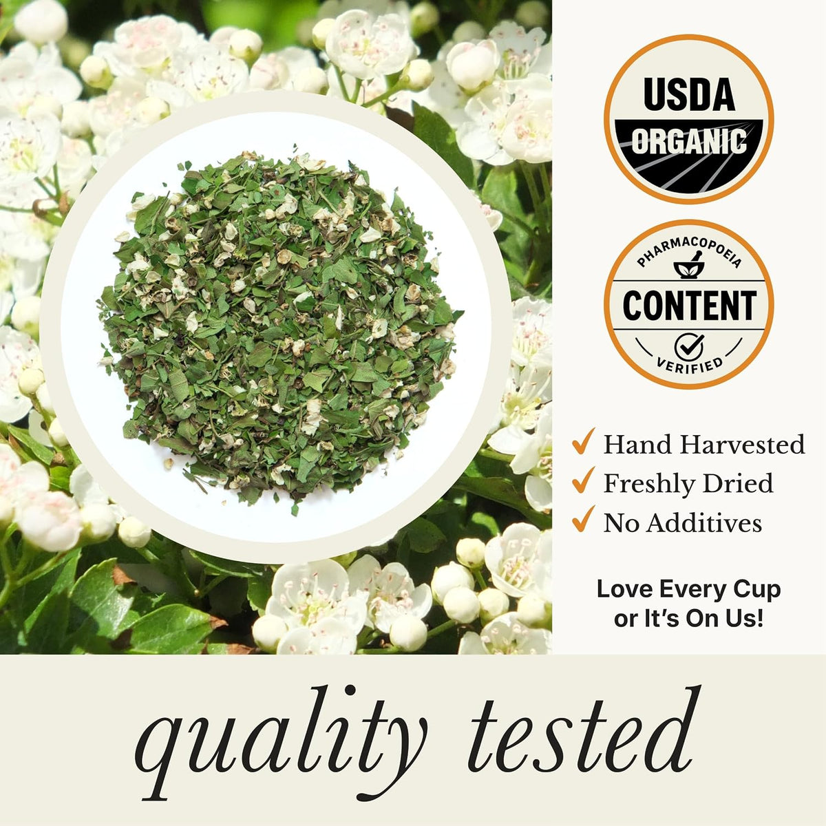 Wild Bliss Organic Hawthorn Leaf and Flower Tea, 75 Tea Bags