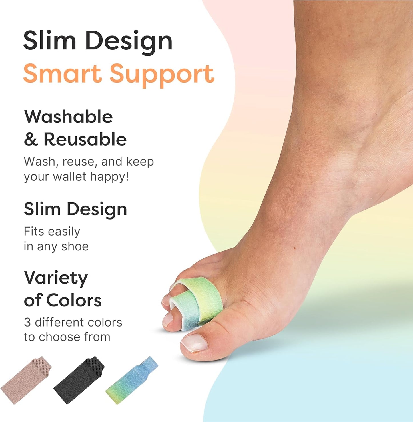 ZenToes Hammer Toe Corrector for Women & Men - Reusable Fabric Buddy Wraps for Broken Toes - Cushioned Toe Splint for Protection & Recovery & Hammertoe Straightener - 4 Count (OSFM, Beige)
