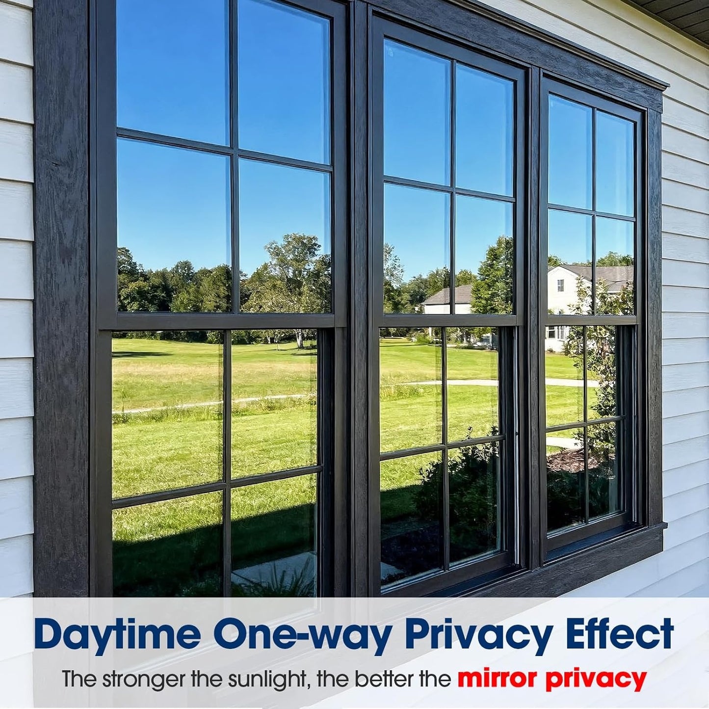 Coavas One Way Privacy Window Film, Heat Control Window Tint for Home, Sun Blocking Reflective Window Film See Out Not in, Anti UV Static Cling for Windows Office Door (Black, 17.5 Inch X 6.5 Feet)