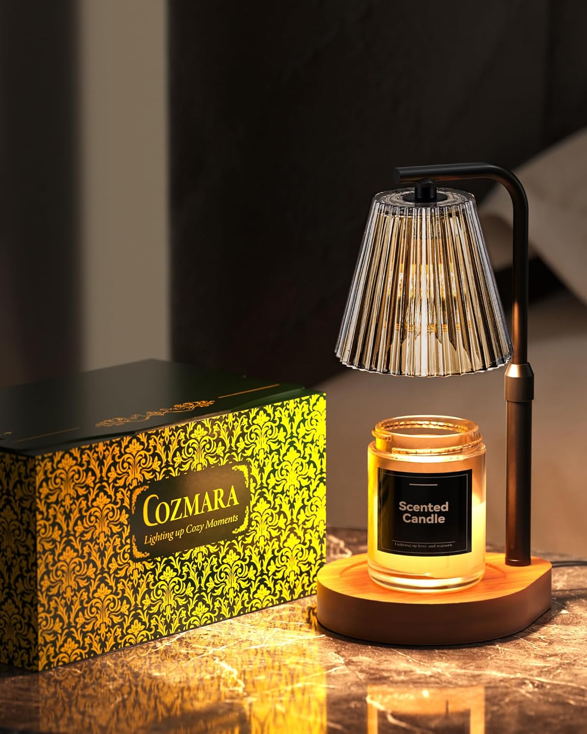 Candle Warmer Lamp with Timer & Dimmer for Yankee Candles, Adjustable Height Candle Warmer for Jar Candles, Wax Melt Lamp for Home Decor & Gifts, Black, 2 Bulbs