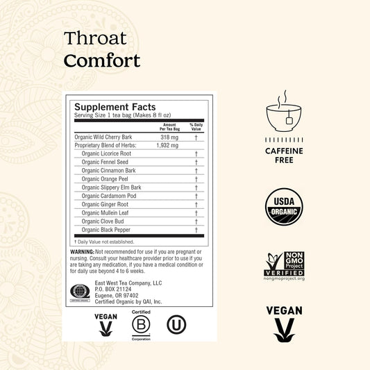 Yogi Throat Comfort Organic Tea, 16 Tea Bags (6 Pack)
