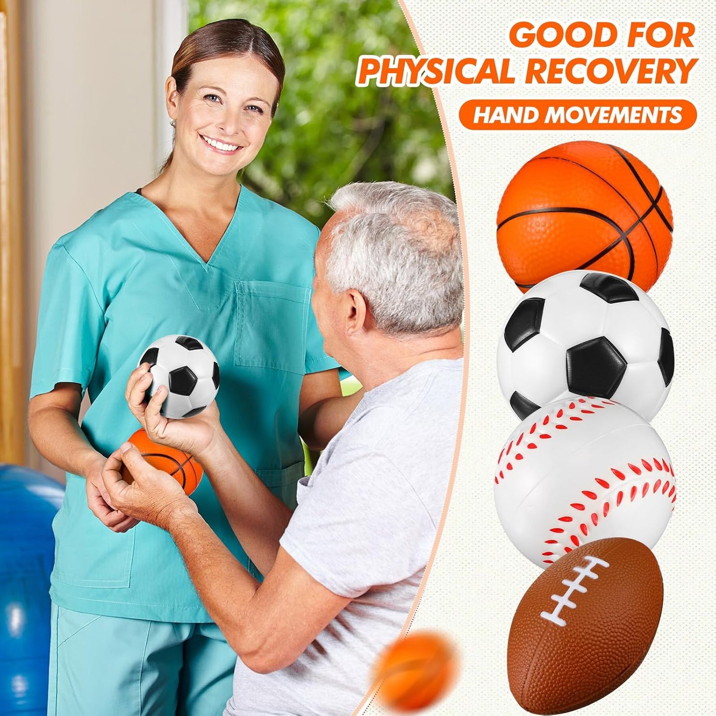 Leyndo 50 Pack Sports Stress Balls Bulk, Basketball Football Baseball