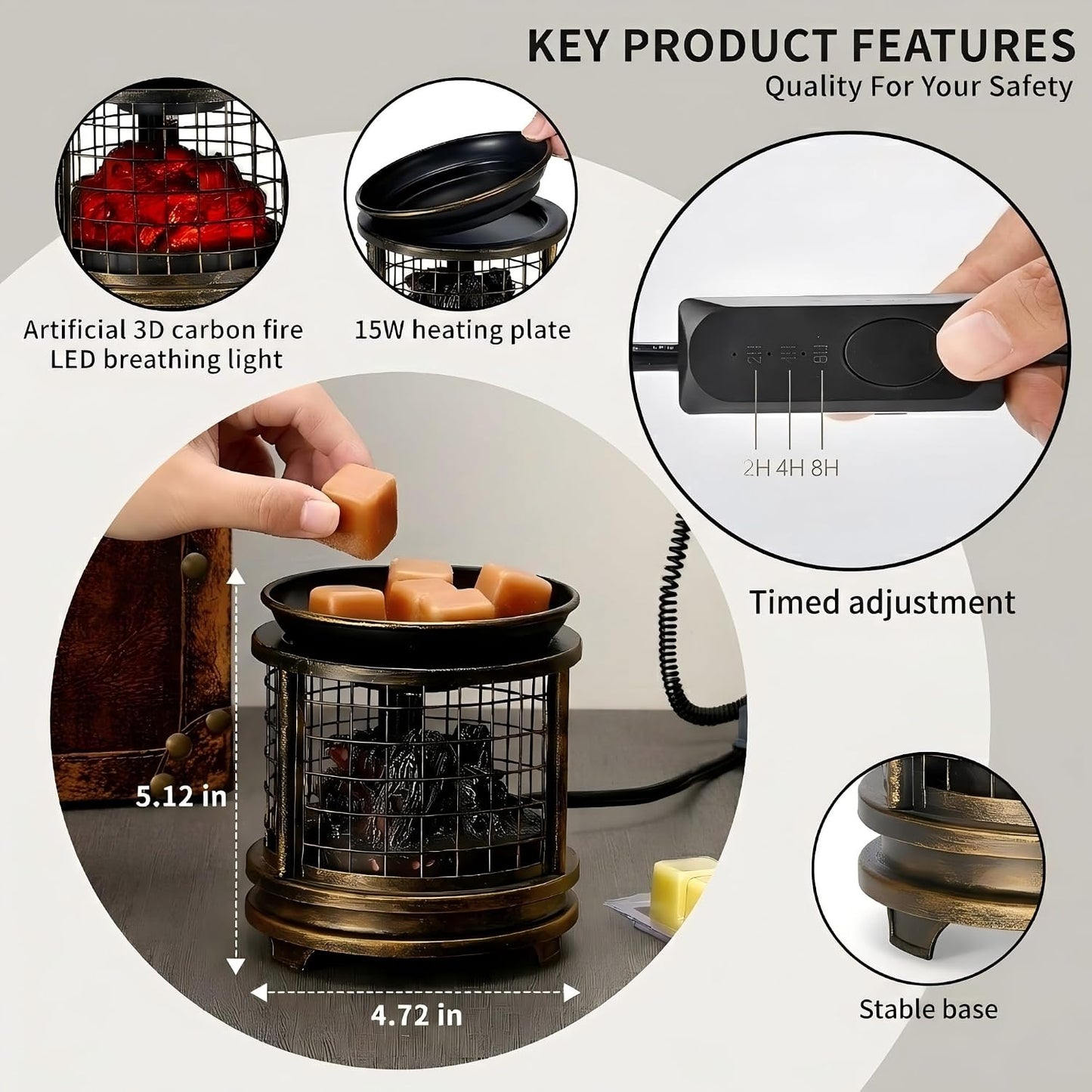 MOAFINA Wax Melt Warmer with Timer,Campfire Wax Warmer,4-in-1 Oil Burner Electric Candle Wax Warmer,Wax Warmer for Scented Wax Melts,Wax Melter Fragrance Warmer for Home Office Bedroom Gifts & Decor