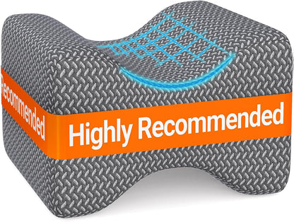 BlissTrends Memory Foam Knee Pillow, Knee Pillow for Side Sleepers, Leg Pillows for Sleeping Blood Circulation, Elevation Pillow for Spine Aligning, Sciatica, Back, Hip, Knee, Ankle Pain, Grey