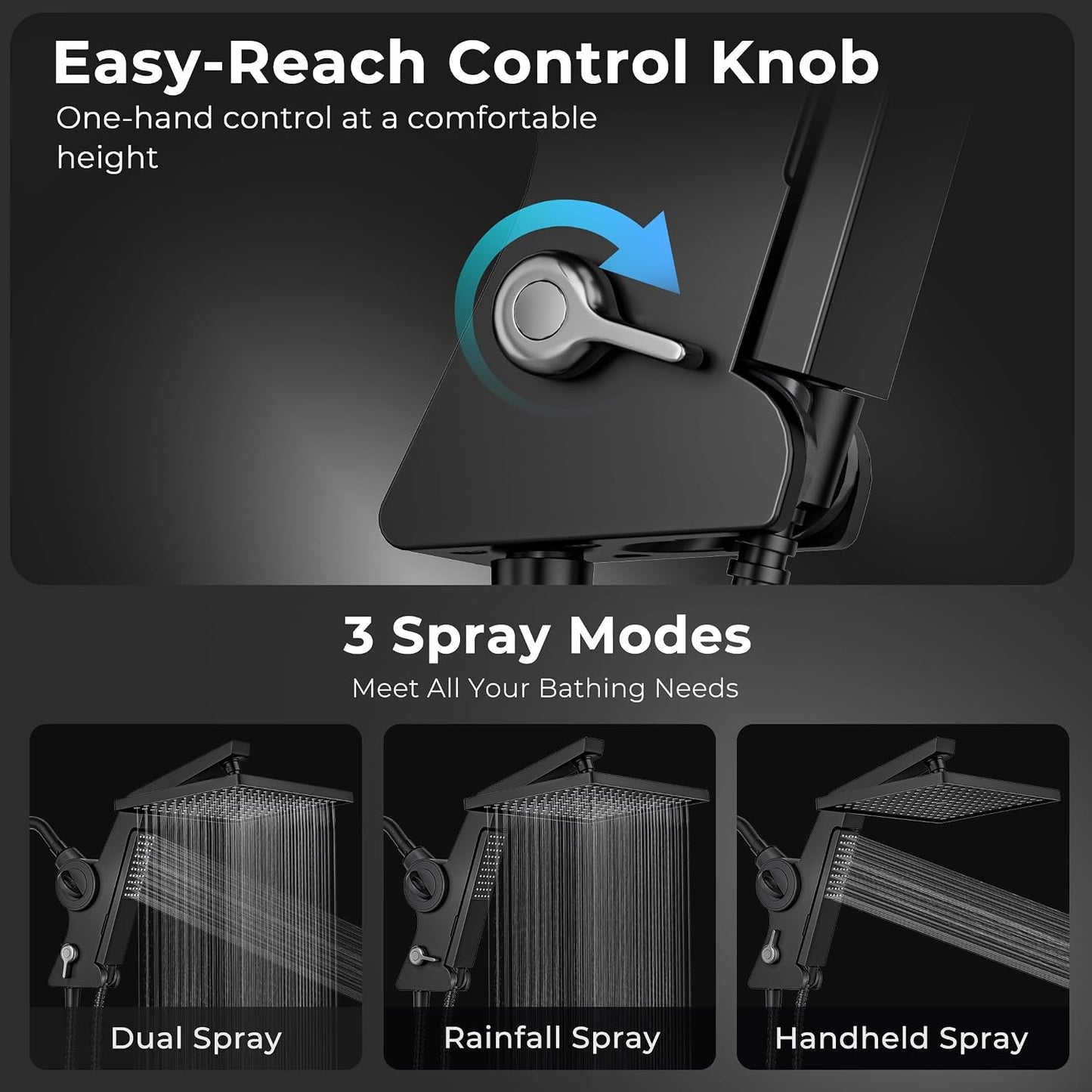 MakeFit Filtered Rain Shower Head with Handheld Combo High Pressure 12'' Rainfall Shower Heads & Hidden Detachable Wand Dual Showerhead Water Softener for Hard Water Easy Filter Replacement
