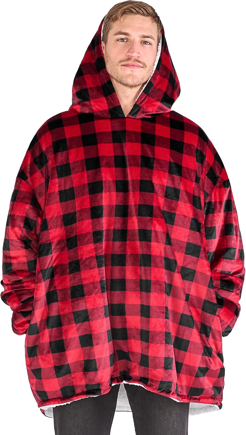 Bare Home Wearable Blanket Hoodie - Soft Plush Sherpa - Warm and Cozy - Oversized Wearable Blanket
