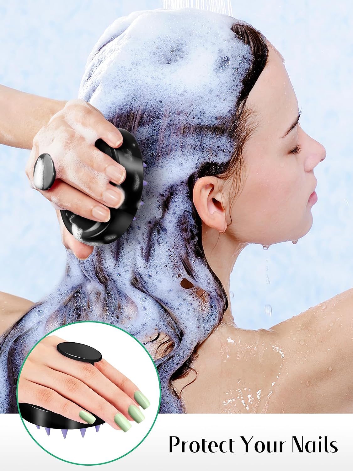 HEETA Scalp Massager Hair Growth 2-Pack, Soft Silicone Scalp Scrubber Shampoo Brush for Exfoliation Dandruff Removal Head Massage Stress Relax, Wet & Dry Use for Women Men Thick Thin Curly Hair Care