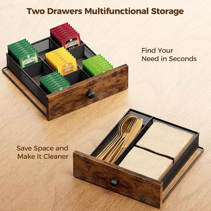 Plaviya Tea Bag Organizer and Storage with 2 Drawers for Countertop