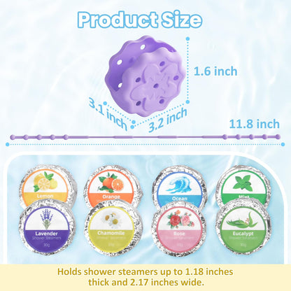 Purple Shower Steamer Holder, Hanging and Reusable Shower Steamer Tray, Bath Bombs Holder, Shower Accessory, Aromatherapy Diffuser Containers, Bathroom Decor, Gift for Girls Women