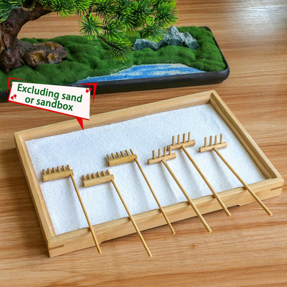 Mini Zen Garden Rake Tool - Japanese Tabletop Rock Sand Garden Tools Accessories Desktop Meditation Zen Decor Zen Gifts Office Relaxation Adult Toy Man Women Unique Stress Relief Birthday Gifts