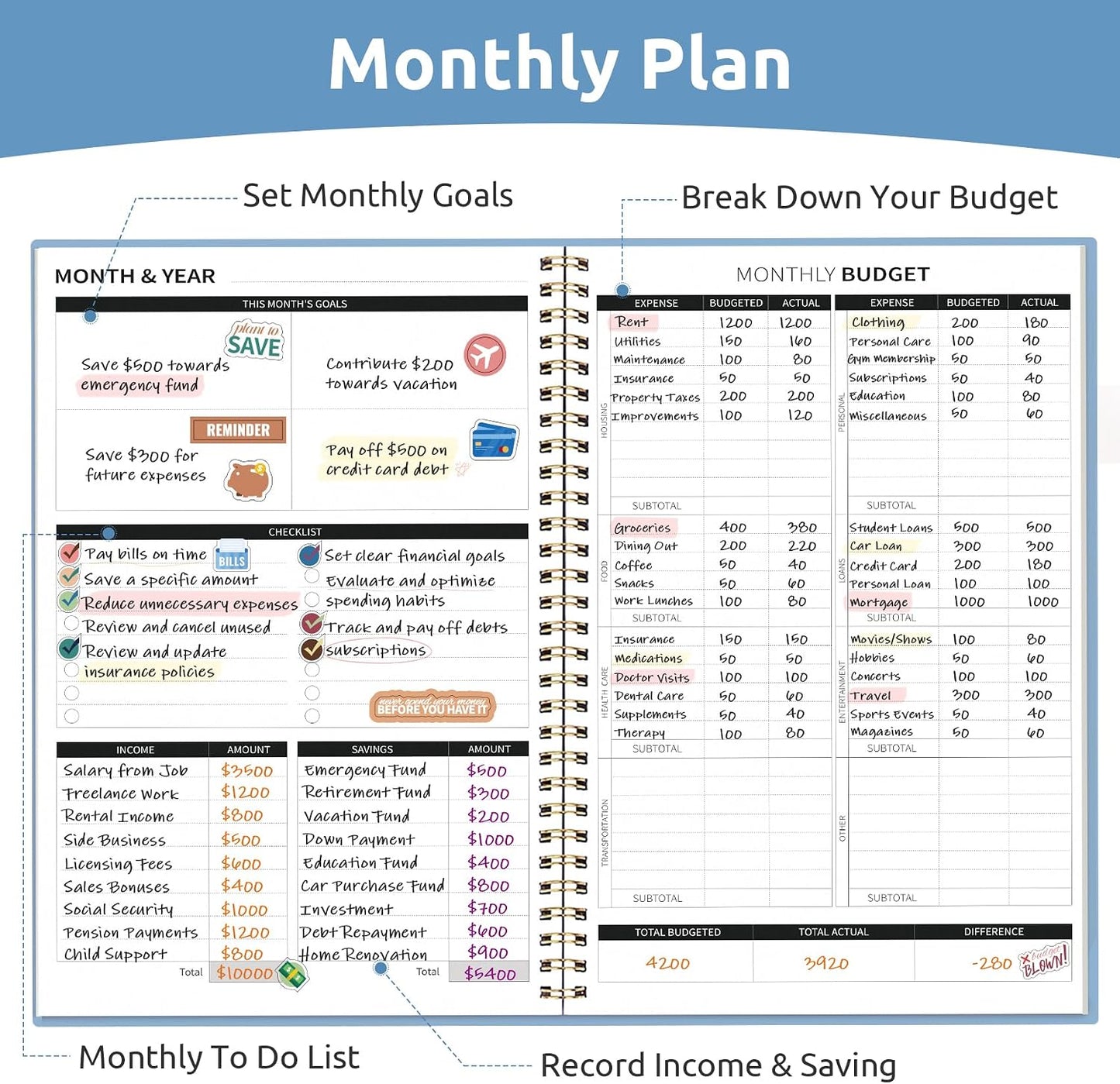 Budget Planner - Monthly Budget Book with Expense Tracker Notebook, Undated Bill Organizer & Finance Planner to Take Control of Your Money, Account Book to Manage Your Finances-Pink