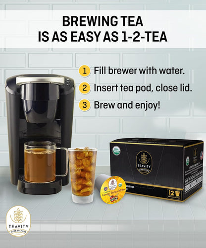 Organic Chamomile and Lavender Tea Pods for Keurig - Decaf Herbal Tea for Keurig K Cups - Honey Chamomile Lavender by Teavity (12 Tea Pods)