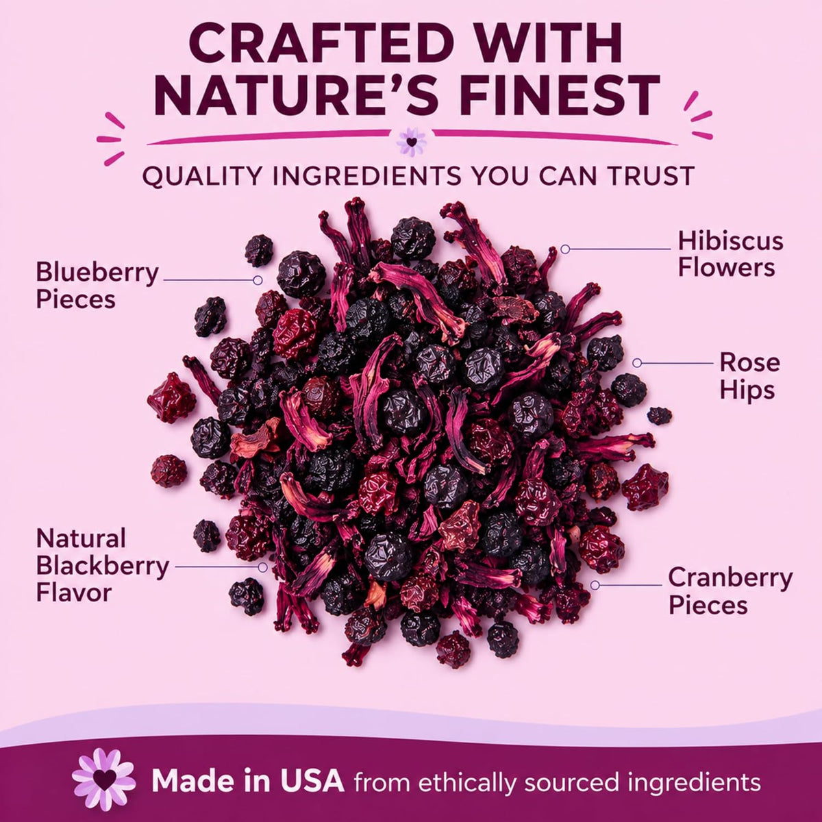 Katy’s Berry Loose Leaf Tea - Hibiscus, Blueberry & Cranberry - Fruity Herbal Tea, Caffeine-Free, Sugar-Free - Hot or Iced Tea - 30+ Cups