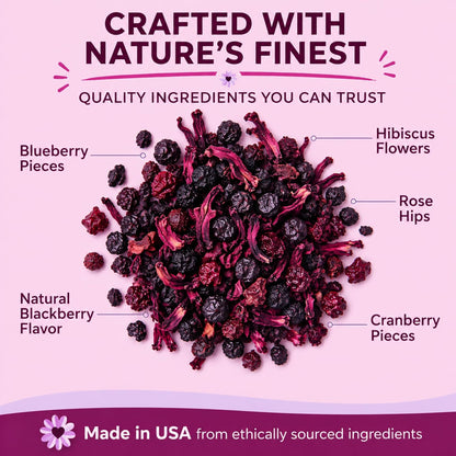 Katy’s Berry Loose Leaf Tea - Hibiscus, Blueberry & Cranberry - Fruity Herbal Tea, Caffeine-Free, Sugar-Free - Hot or Iced Tea - 30+ Cups
