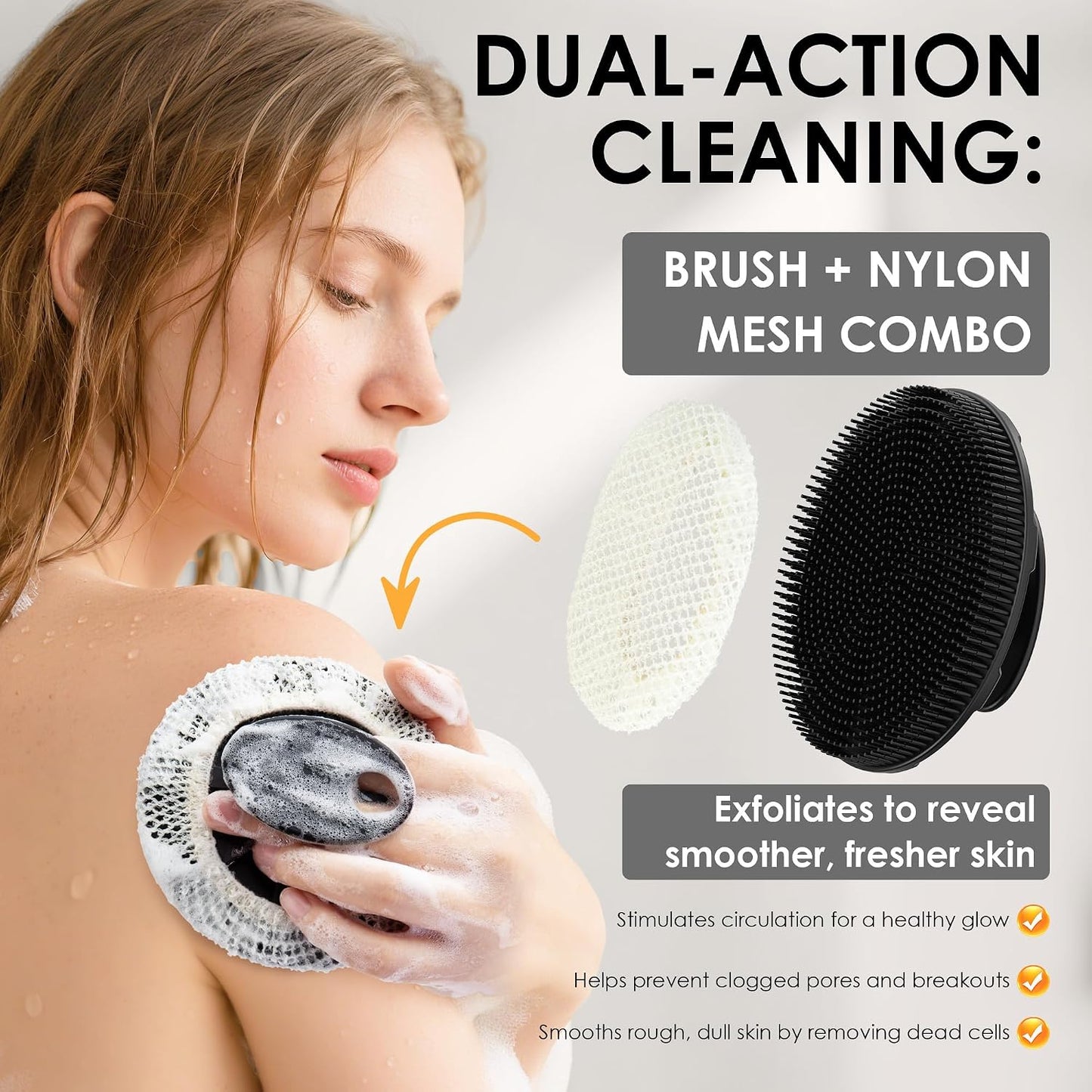 INNERNEED Food-Grade Soft Silicone Body Scrubber Shower Brush Handheld Cleansing Skin Brush, Gentle Exfoliating and Lather Well (Dark Green)