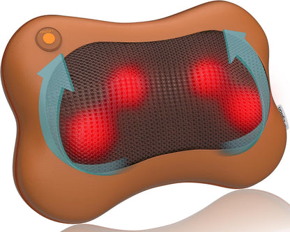 Zyllion Shiatsu Back and Neck Massager with Heat - 3D Electric Kneading Deep Tissue Massage Pillow for Muscle Pain Relief, Black, ZMA-13