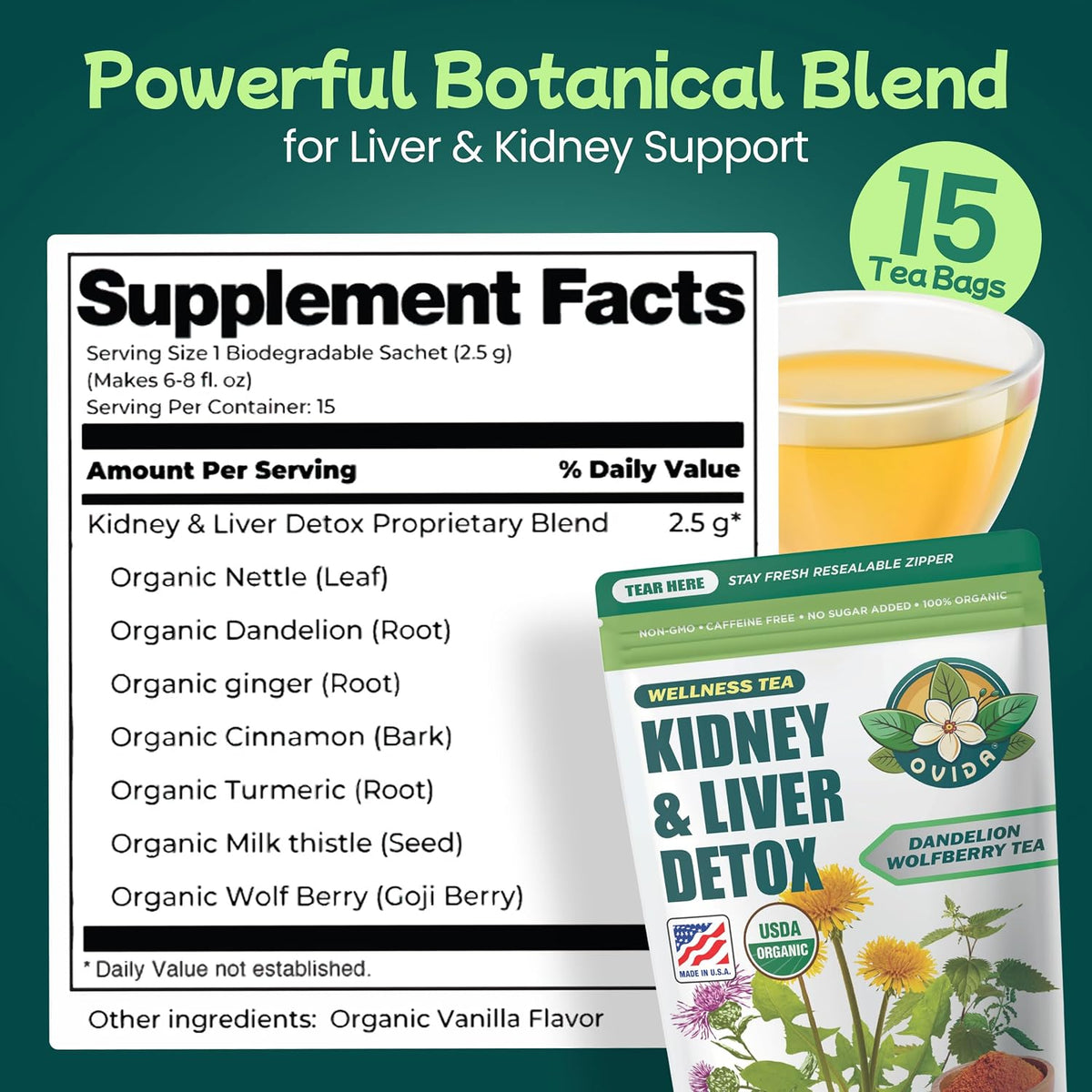 Dandelion Wolfberry Tea – Kidneys & Liver Tea with Milk Thistle, Goji Berry